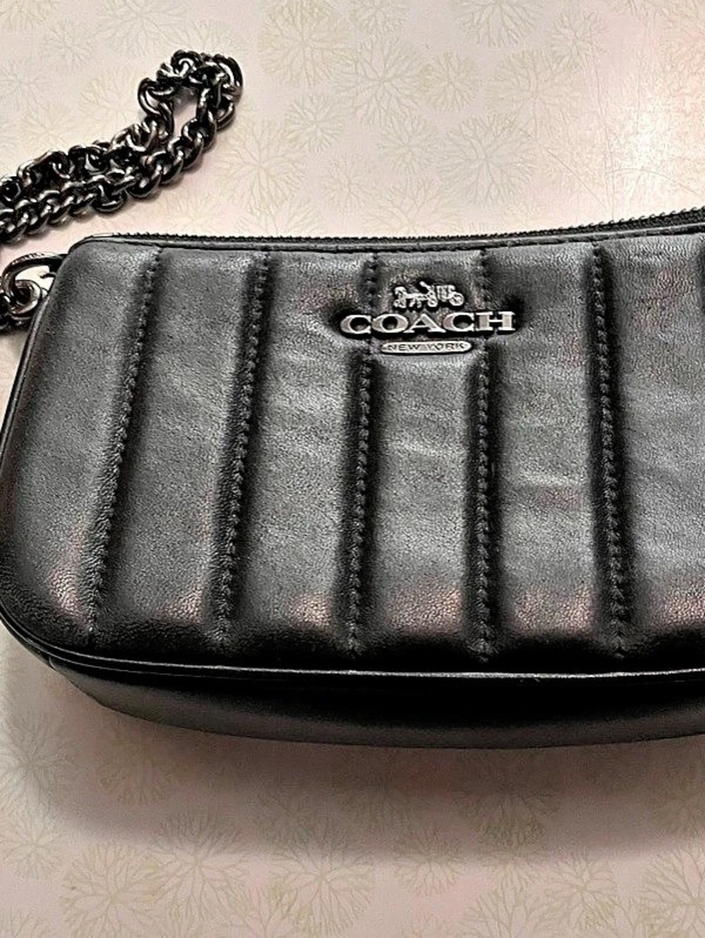 Coach Nolita 19 With Chain With Linear Quilting Black Shoulder Bag